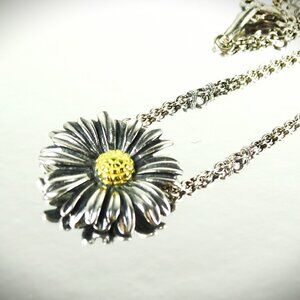 LAGOS HTF Daisy Collection Sterling Silver 750K Yellow Gold Pendant Necklace